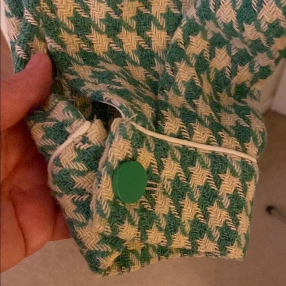 Anthropologie Green and White Houndstooth Blazer - Picture 5 of 7